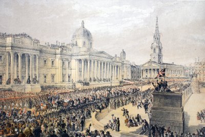 Trafalgar Square, de A Memorial of the Marriage of Edward VII and Alexandra of Denmark, pub. 1864 de English School