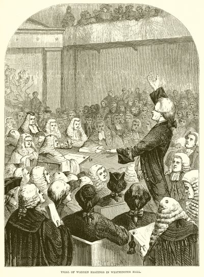 Juicio de Warren Hastings en Westminster Hall de English School