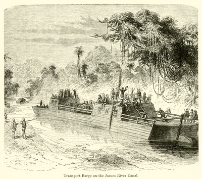 Barcaza de transporte en el canal del río James de English School