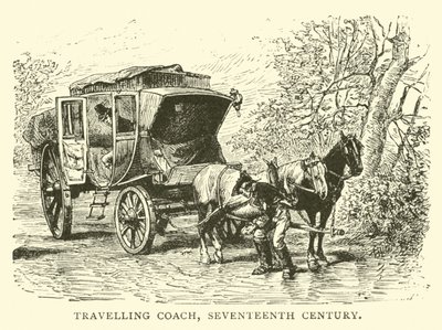 Carruaje de viaje, siglo XVII de English School