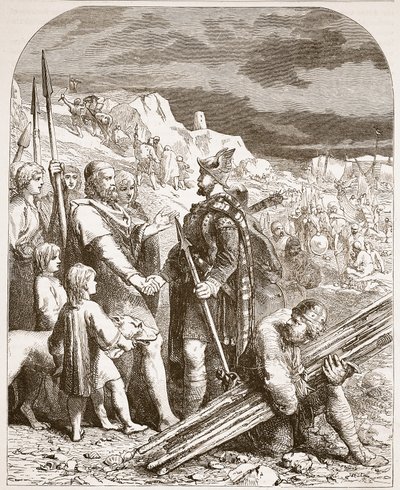 Tratado de Hengist y Horsa con Vortigern, ilustración de Cassells Illustrated History of England de English School