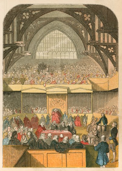 Juicio de Warren Hastings en Westminster Hall de English School