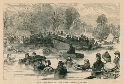 Prueba de aparatos de salvamento en el Serpentine, Hyde Park, Londres de English School