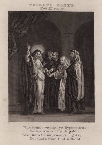 El tributo, Marcos XII, versículo 17 (grabado) de English School