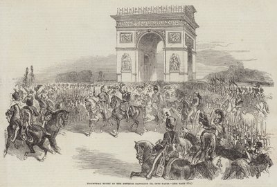 Entrada triunfal del emperador Napoleón III en París (grabado) de English School