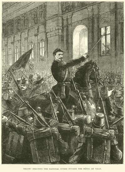 Trochu reuniendo a la Guardia Nacional fuera del Hotel de Ville, octubre 1870 de English School