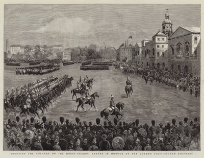 Desfile de los colores en el Horse-Guards en honor al cumpleaños sesenta y ocho de la Reina de English School