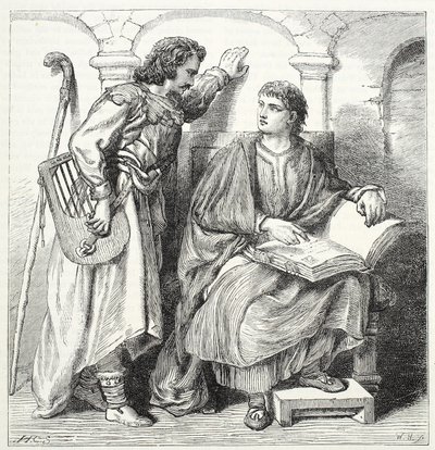 Trovador y Barbe, ilustración de La Historia del Protestantismo por James Aitken Wylie (1808-1890), pub. 1878 de English School