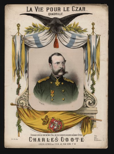 Zar Alejandro II de Rusia, portada de La Vie pour le Czar, una cuadrilla de Charles Coote de English School