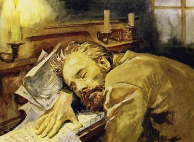 Tchaikovsky a menudo estaba exhausto y se dormía en su piano de English School