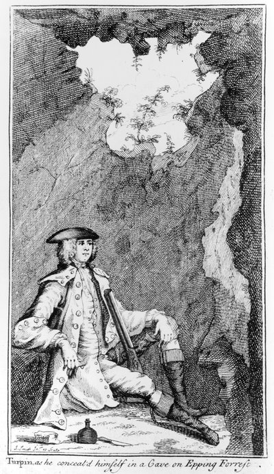 Turpin mientras se Ocultaba en una Cueva en el Bosque de Epping de English School