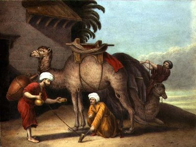 Dos camellos con asistentes, c.1825 de English School