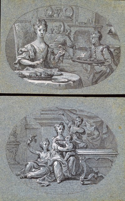 Dos escenas domésticas, c.1725 de English School