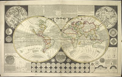 Mapa del mundo de dos hemisferios de English School