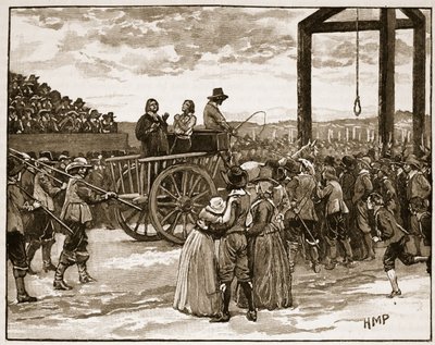 Tyburn en tiempos de Carlos I, ilustración de la Historia Ilustrada de Inglaterra de Cassell de English School