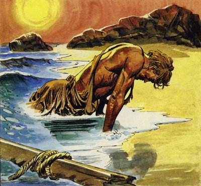 Ulises naufragó en la isla de Ogigia de English School