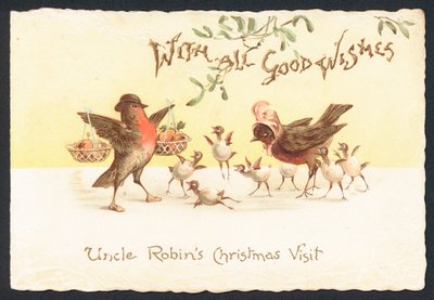 Visita navideña del tío Robin, tarjeta de Navidad de English School