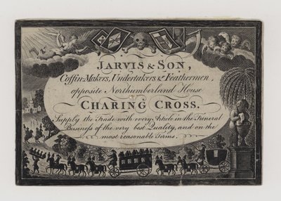 Tarjeta comercial de funerarios, Jarvis y Hijo de English School