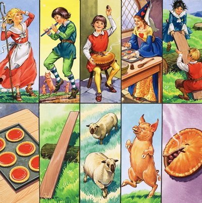 Montaje no identificado de personajes de rimas infantiles de English School