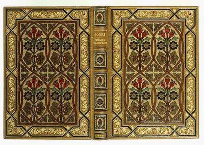 Cubiertas superior e inferior, con flores en patrones geométricos entrelazados Art-Nouveau, 1893 de English School