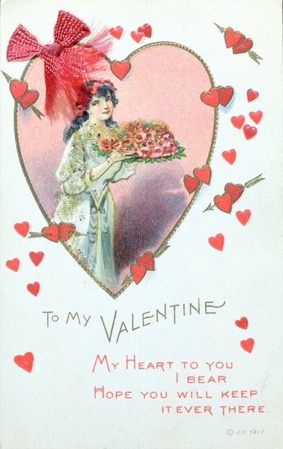 Tarjeta de San Valentín, 1917 de English School