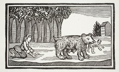 Valentín y Orson, ilustración de Chap-books del Siglo XVIII de John Ashton, pub. 1882 de English School