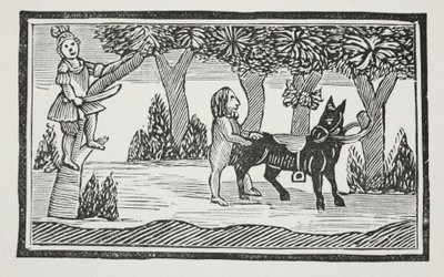 Valentín y Orson, ilustración de Chap-books del Siglo XVIII de John Ashton, pub. 1882 de English School