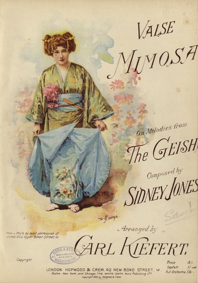 Valse Mimosa, sobre melodías de The Geisha, compuesta por Sidney Jones y arreglada por Carl Kiefert de English School
