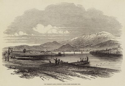 Tierra de Van Diemen, Hobart Town, desde Kangaroo Bay (grabado) de English School