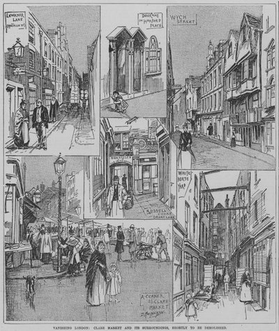 Londres desapareciendo: Clare Market y sus calles circundantes poco antes de la demolición de English School