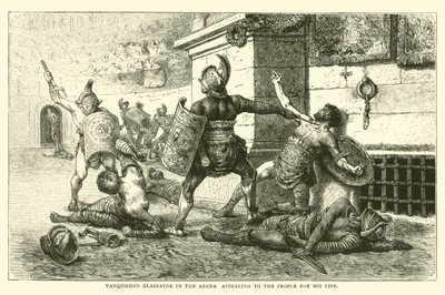 Gladiador vencido en la arena apelando al pueblo por su vida de English School