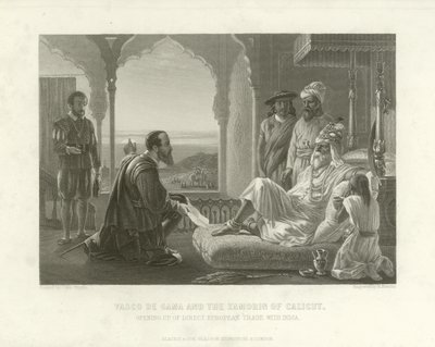 Vasco da Gama y el Zamorin de Calicut, 1498 de English School