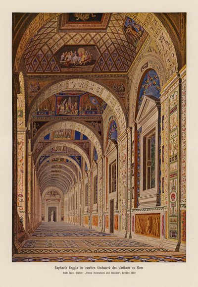 Logias vaticanas de Rafael, Roma (litografía en color) de English School