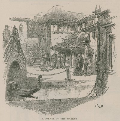 Venecia en Londres: Bocetos en Olympia - Un rincón del mercado de English School