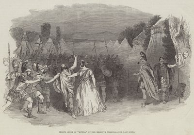 Ópera de Verdi "Attila," en el Teatro de Su Majestad, la Última Escena de English School