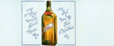 Botella de whisky escocés muy viejo, tarjeta de Navidad de English School