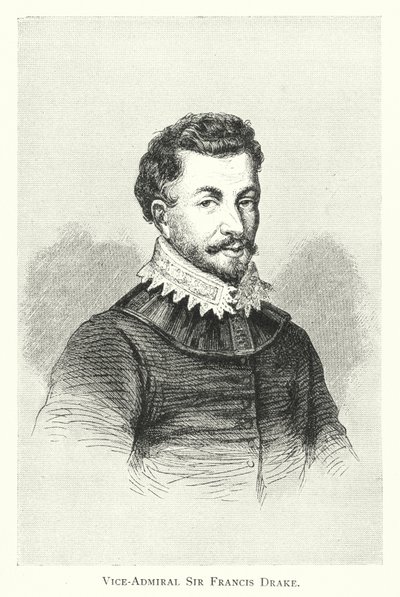 Vicealmirante Sir Francis Drake (grabado) de English School