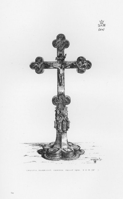 Museo Victoria y Alberto: Crucifijo, plata dorada, alemán alrededor de 1400 de English School