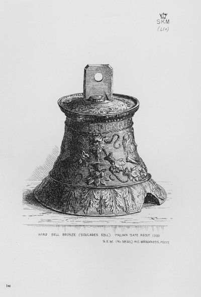 Museo Victoria y Alberto: Campana de mano, bronce, Colección Soulages, italiana, alrededor de 1500 de English School