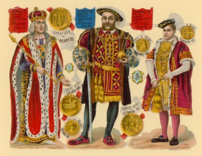 Recorte victoriano: Rey Enrique VII, Rey Enrique VIII, Rey Eduardo VI de English School
