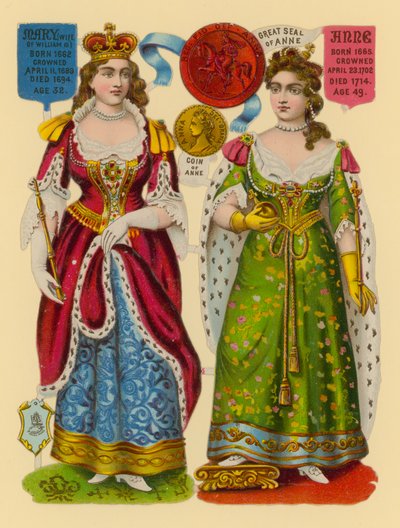 Recorte victoriano: Reina María, Reina Ana de English School
