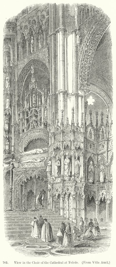 Vista del Coro de la Catedral de Toledo (grabado) de English School
