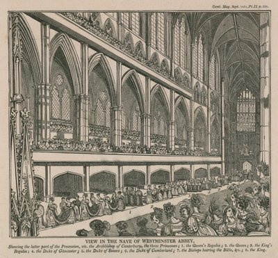 Vista en la nave de la Abadía de Westminster durante la Coronación del Rey Guillermo IV y la Reina Adelaida de English School