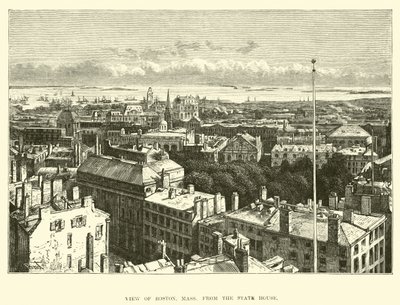 Vista de Boston, Massachusetts desde la Casa del Estado de English School