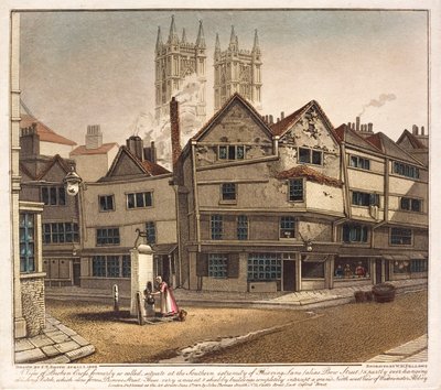 Vista de Broken Cross, al final de Thieving Lane, Westminster, Londres de English School