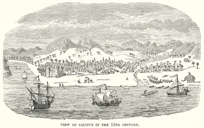 Vista de Calicut en el siglo XV (grabado) de English School