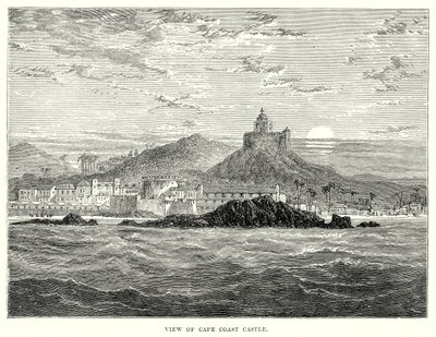 Vista del castillo de Cape Coast (grabado) de English School