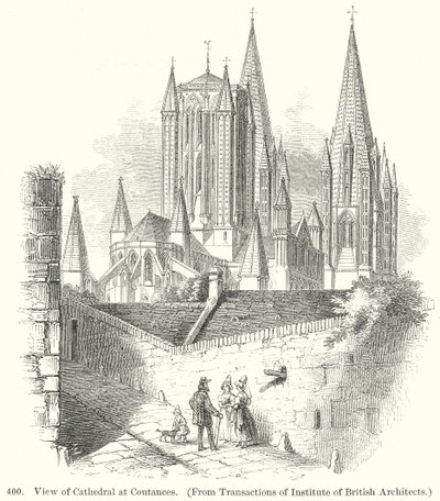 Vista de la catedral de Coutances (grabado) de English School