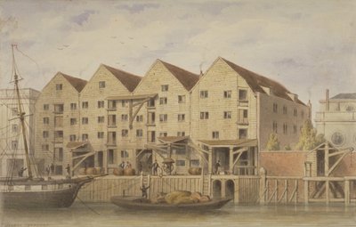 Vista de Chamberlains Wharf, Tooley Street, 1846 de English School