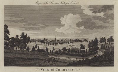 Vista de Chertsey, Surrey (grabado) de English School